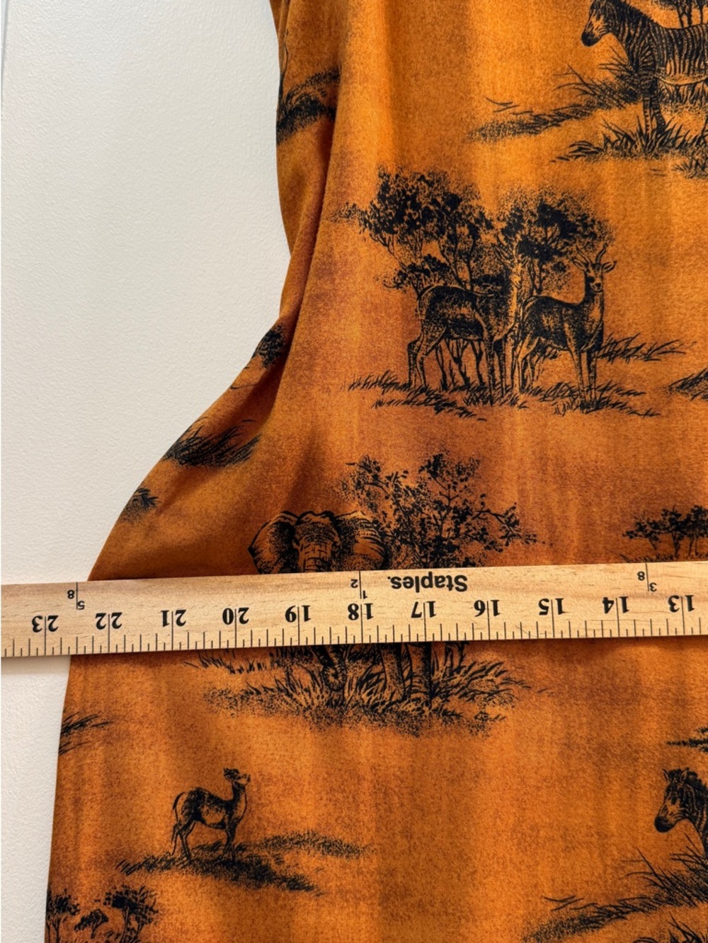 VTG Kathie Lee Safari Toile Maxi Dress 14 Orange Rayon Elephant Zebra Boho - Picture 9 of 10